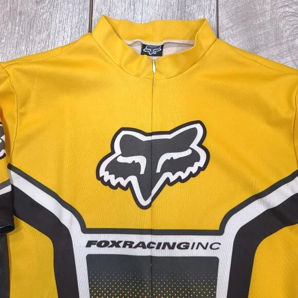 Fox Racing Jersey Mens XXL Yellow Black Cycling 3/4 Zip Short Sleeve Vintage - Picture 5 of 7
